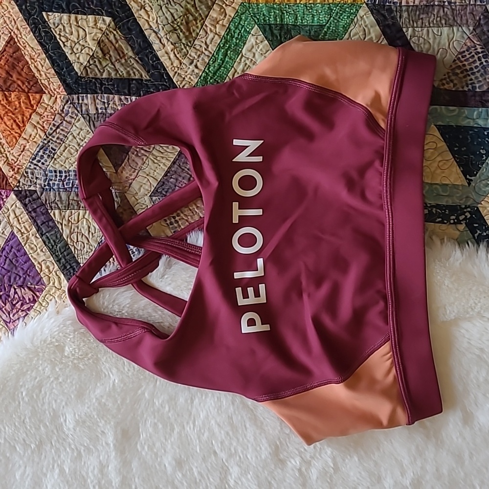 Peloton Pink Colorblock Athleisure Athletic Moisture Wicking Sports Bra